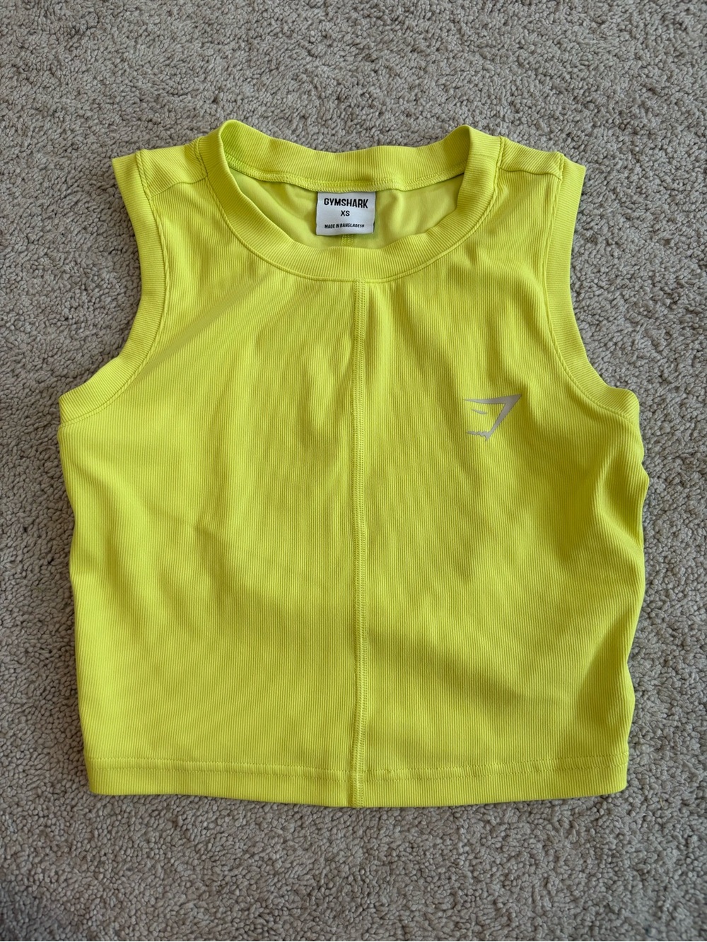 Gymshark Neon Yellow Cropped Tank, Women’s XS